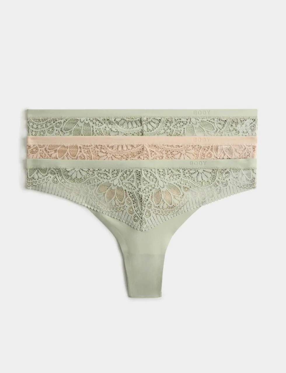 3pk Body Soft™ Lace Thongs