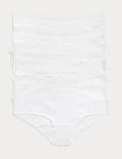 5pk Cotton Lycra® & Lace High Rise Shorts