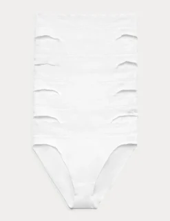 5pk Cotton Lycra® High Leg & Lace Knickers