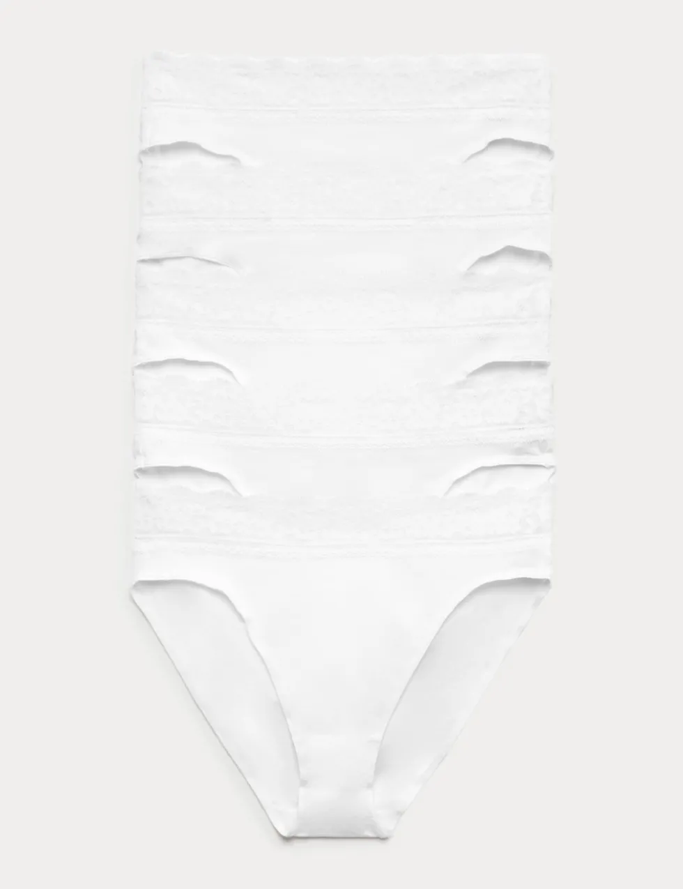 5pk Cotton Lycra® High Leg & Lace Knickers