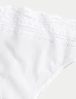 5pk Cotton Lycra® High Leg & Lace Knickers