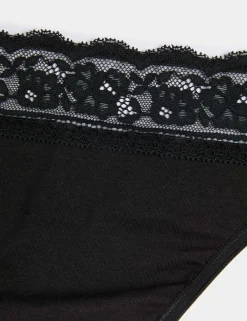 5pk Cotton Lycra® High Leg & Lace Knickers