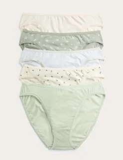 5pk Cotton Lycra™ High Leg Knickers