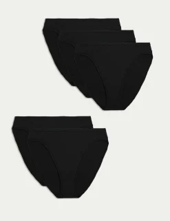 5pk Cotton Modal High Leg Knickers