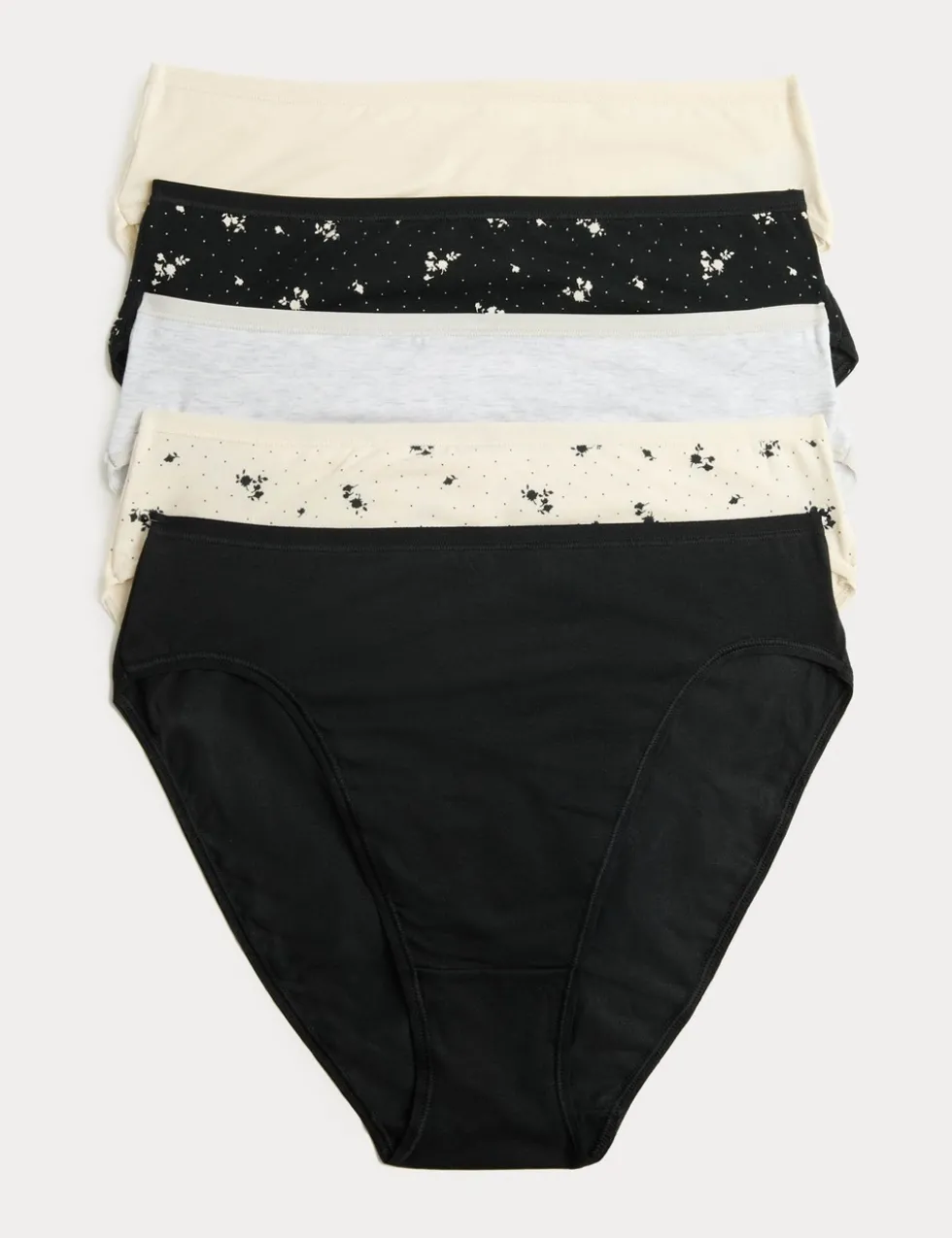5pk Cotton Modal High Waisted High Leg Knickers