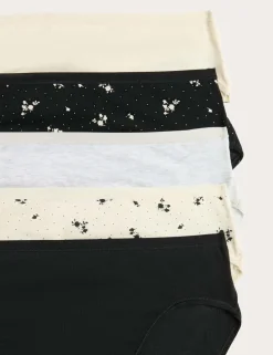 5pk Cotton Modal High Waisted High Leg Knickers