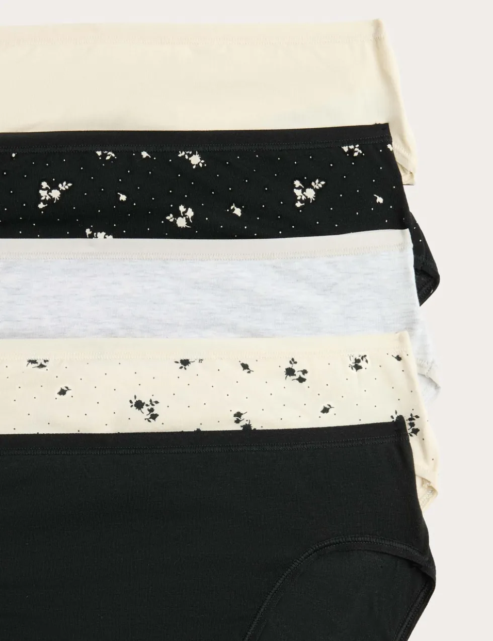 5pk Cotton Modal High Waisted High Leg Knickers