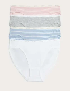 4pk Cotton Rich High Leg Knickers