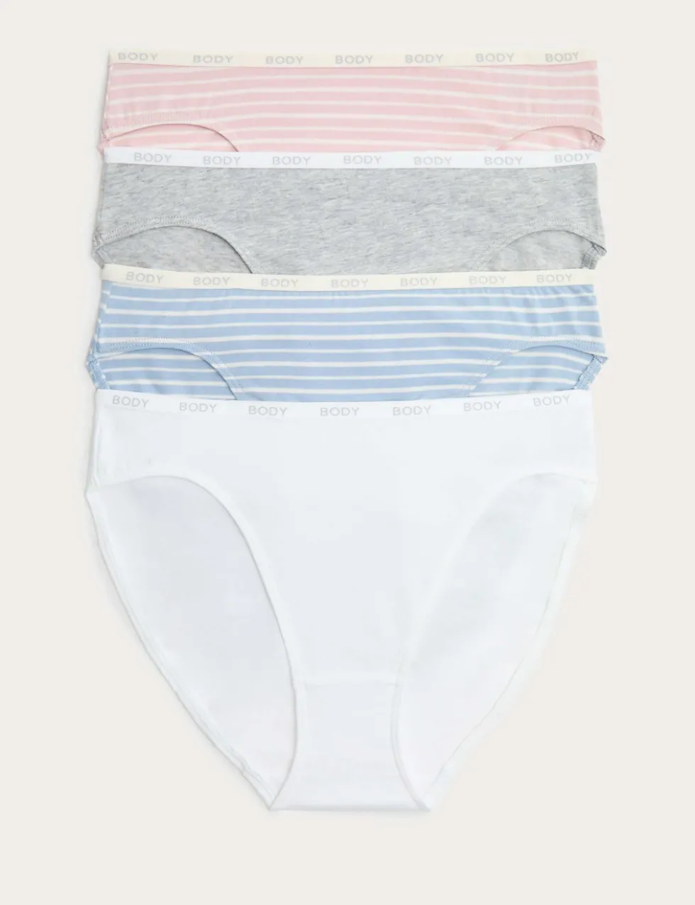 4pk Cotton Rich High Leg Knickers