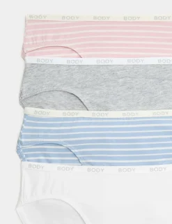 4pk Cotton Rich High Leg Knickers