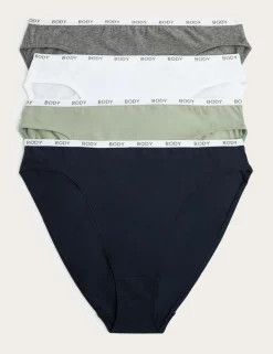 4pk Cotton Rich High Leg Knickers