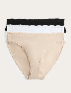 3pk Cotton Rich High Leg Knickers