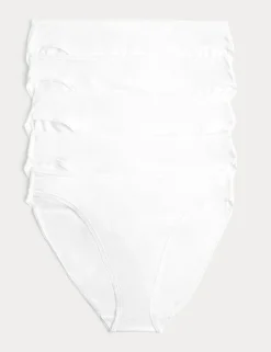 5pk Cotton Rich Lycra® High Leg Knickers