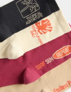 4pk Cotton Rich Palm Tree Socks (6 Small - 7 Large)
