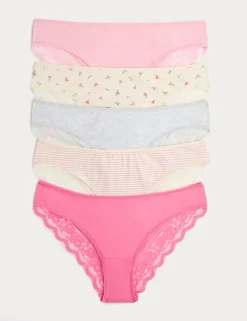 5pk Cotton Rich Printed Brazilian Knickers