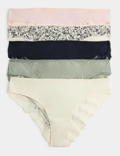 5pk Cotton Rich Printed Brazilian Knickers