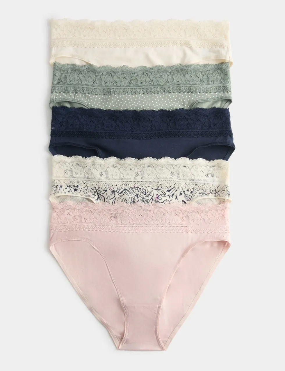 5pk Cotton Rich Printed High Leg Knickers