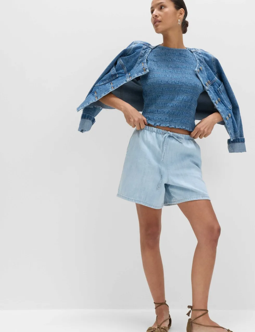 2pk Cotton Rich Pull On Denim Shorts