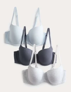 3pk Cotton Rich Wired Balcony Bras (A-E)