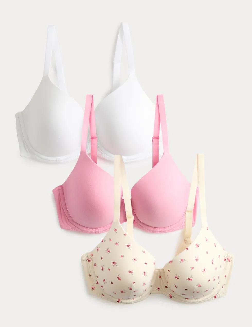 3pk Cotton Rich Wired T-Shirt Bras A-E
