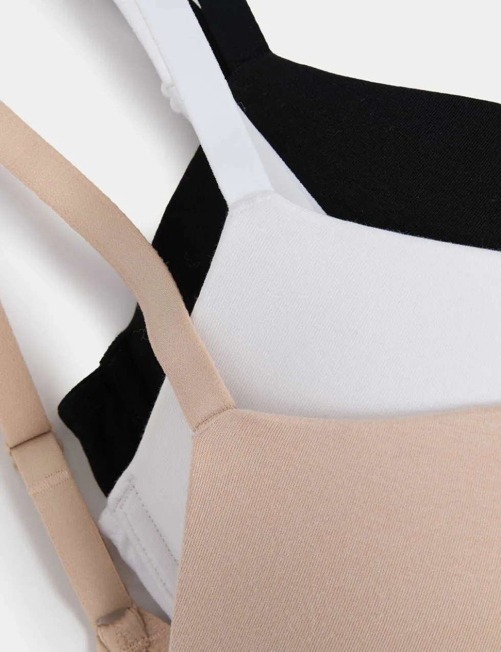3pk Cotton Wired Push-Up Bras A-E