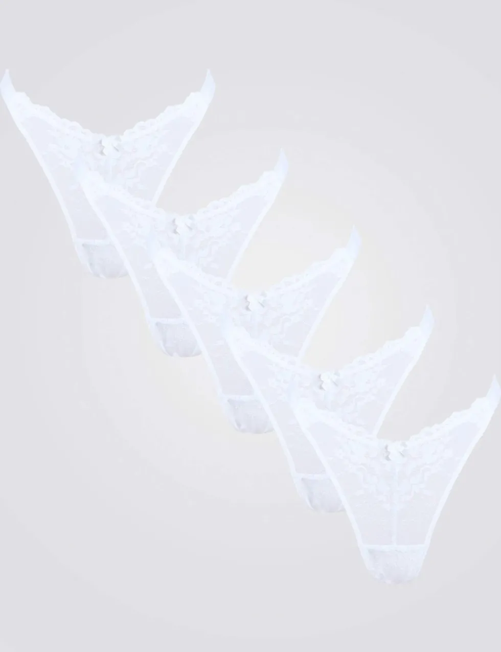 5pk Fran Lace High Leg Thongs