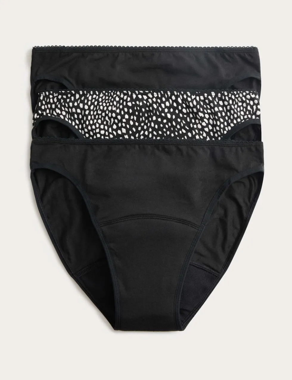 3pk Heavy Absorbency Period High Leg Knickers