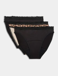 3pk Heavy Absorbency Period High Leg Knickers
