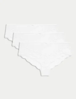 3pk Lace Trim Brazilian Knickers
