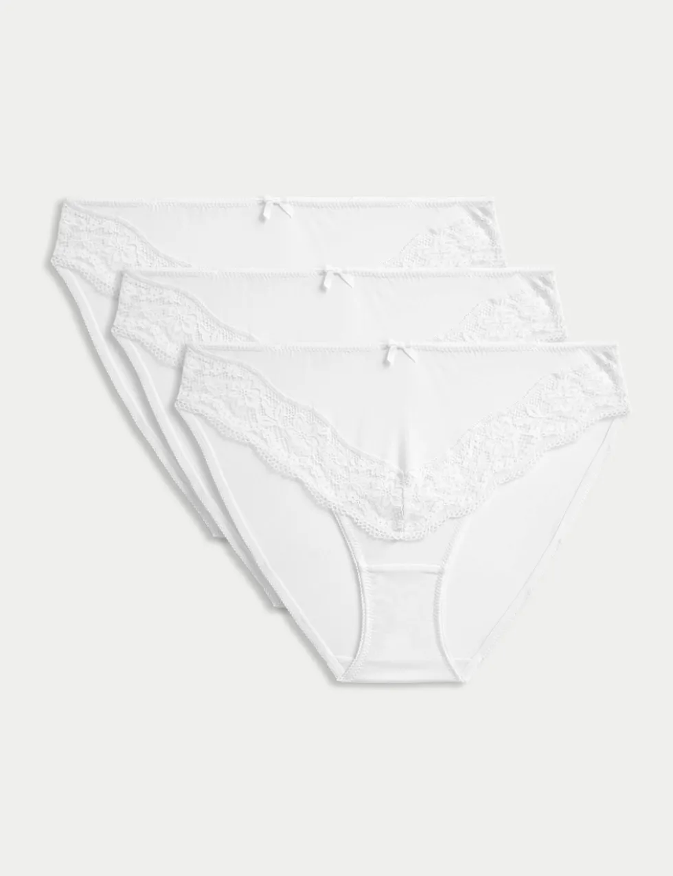 3pk Lace Trim High Leg Knickers