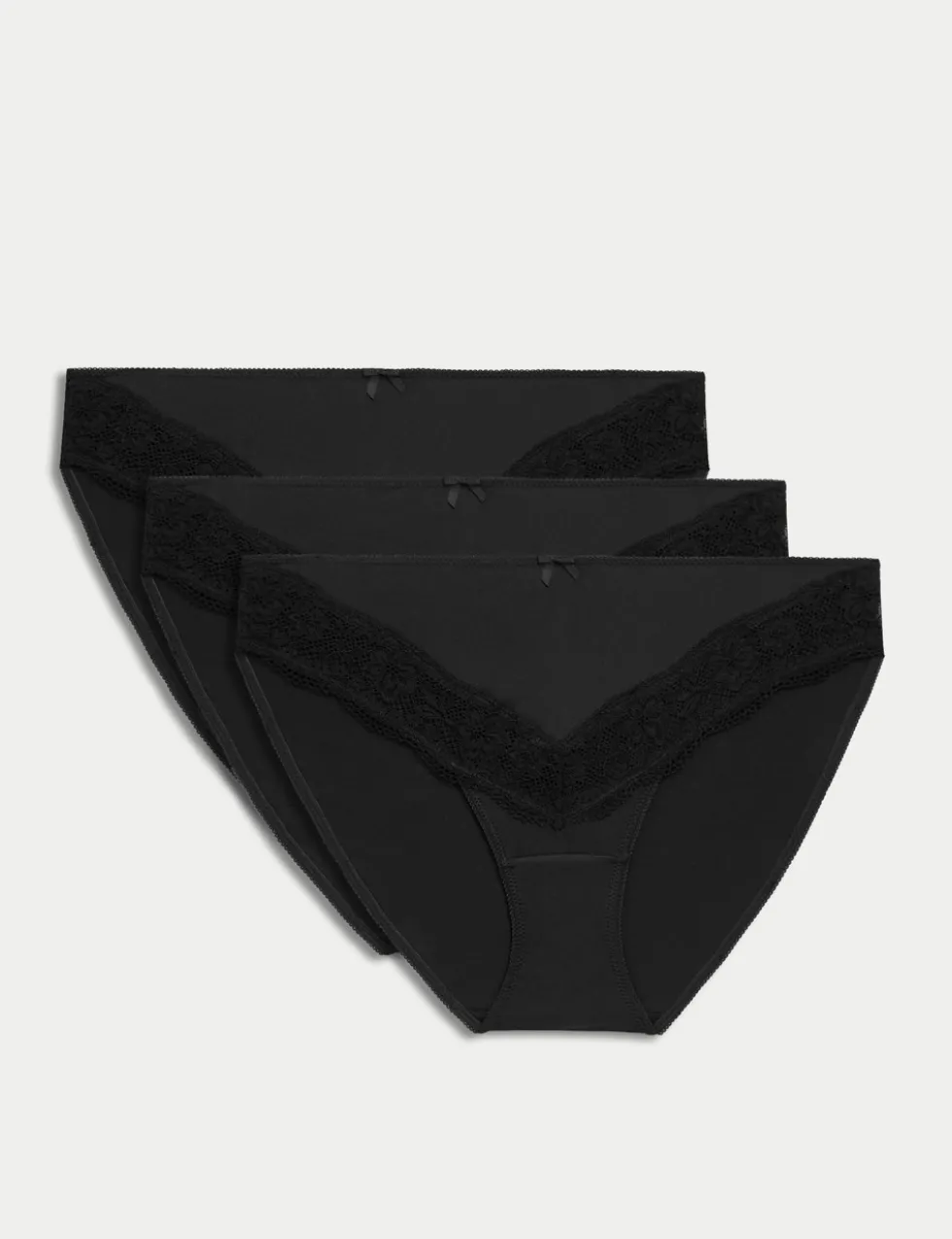 3pk Lace Trim High Leg Knickers