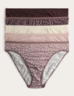 5pk Microfibre High Leg Knickers