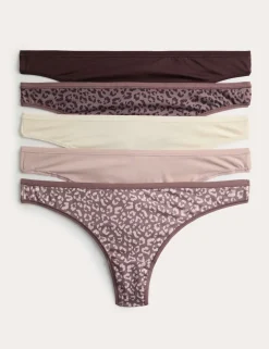 5pk Microfibre Low Rise Thongs