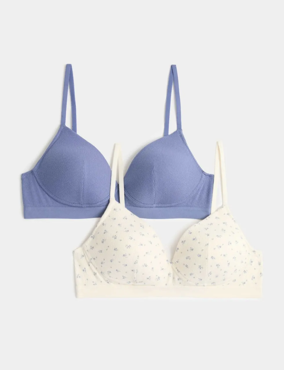 2pk Non Wired Cotton Rich Ribbed First Bras AA-D