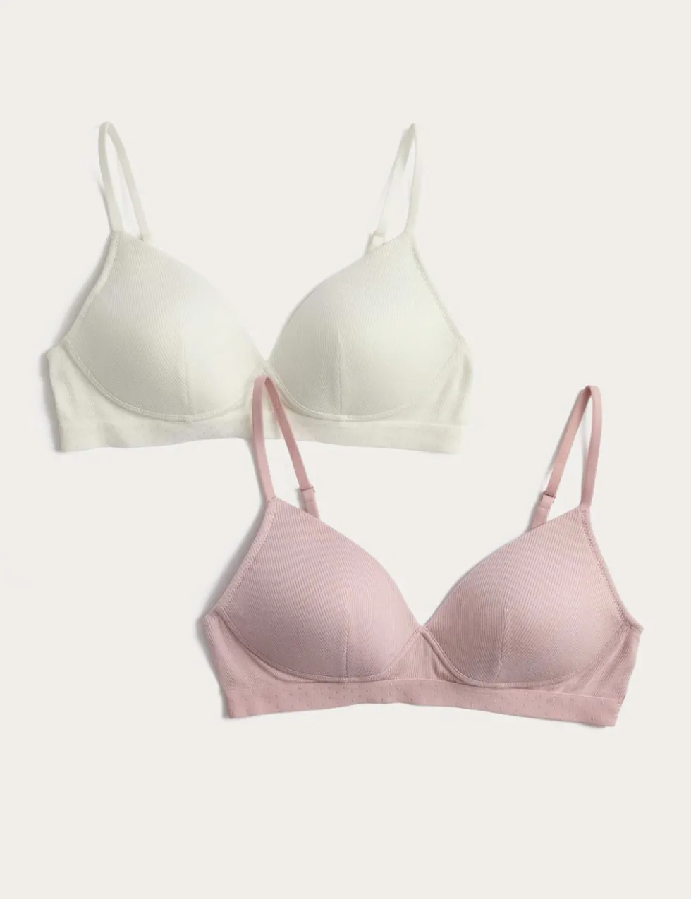 2pk Non Wired Cotton Rich Ribbed First Bras AA-D