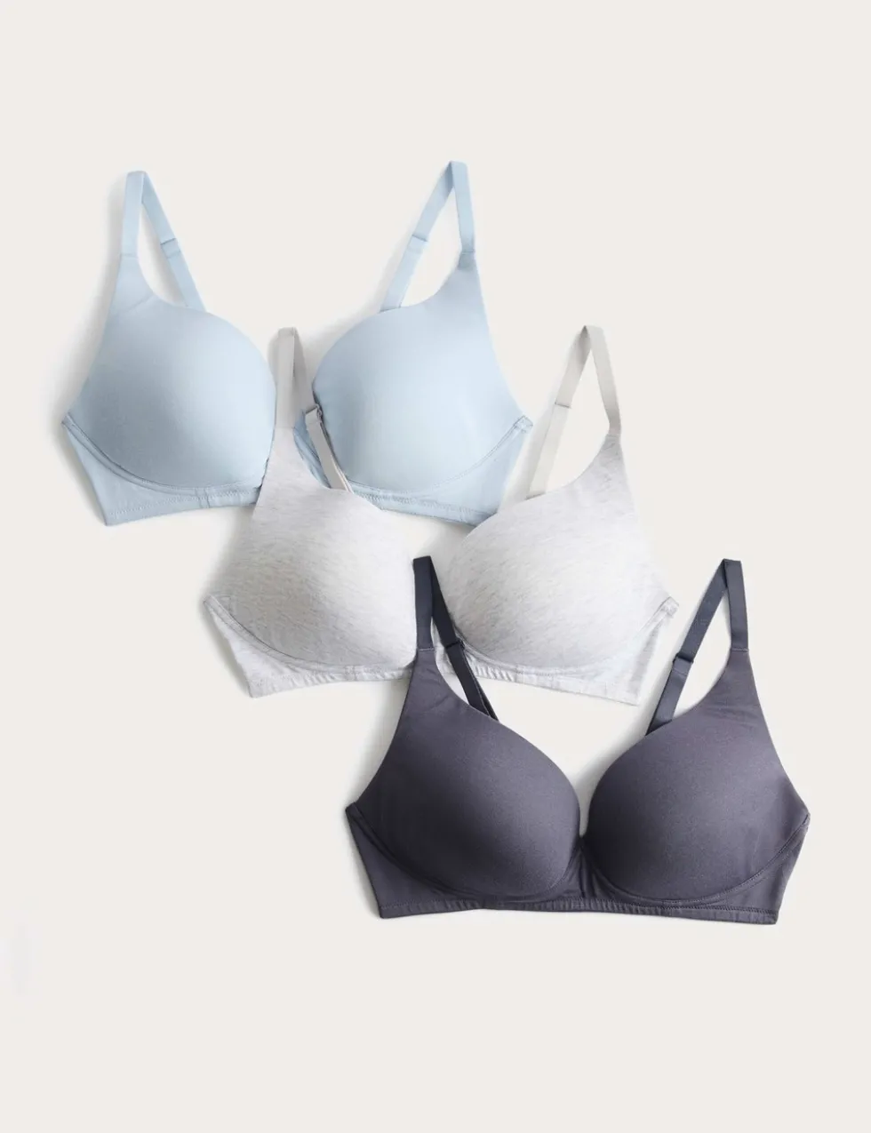3pk Non Wired Plunge T-Shirt Bras A-E