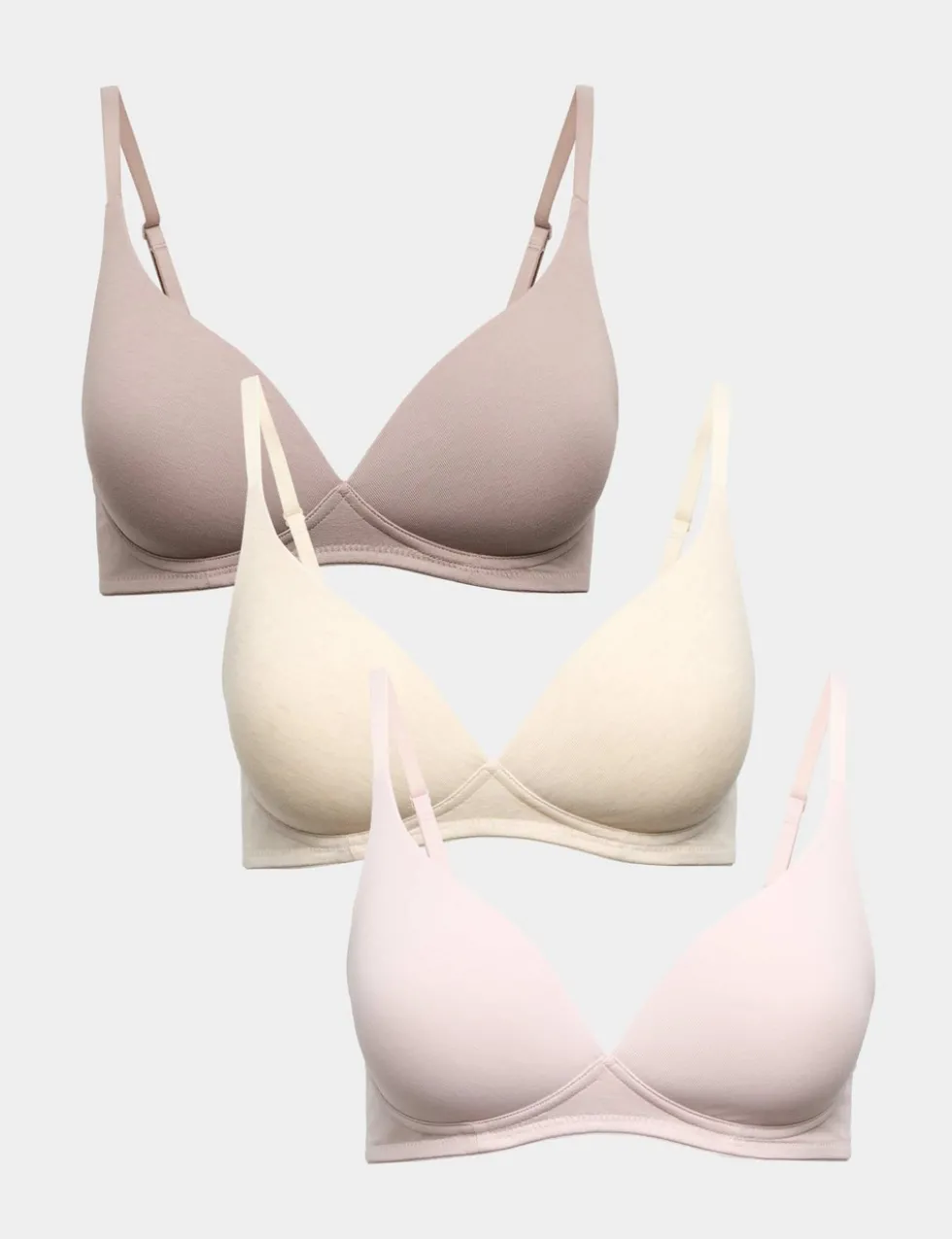 3pk Non Wired Plunge T-Shirt Bras A-E