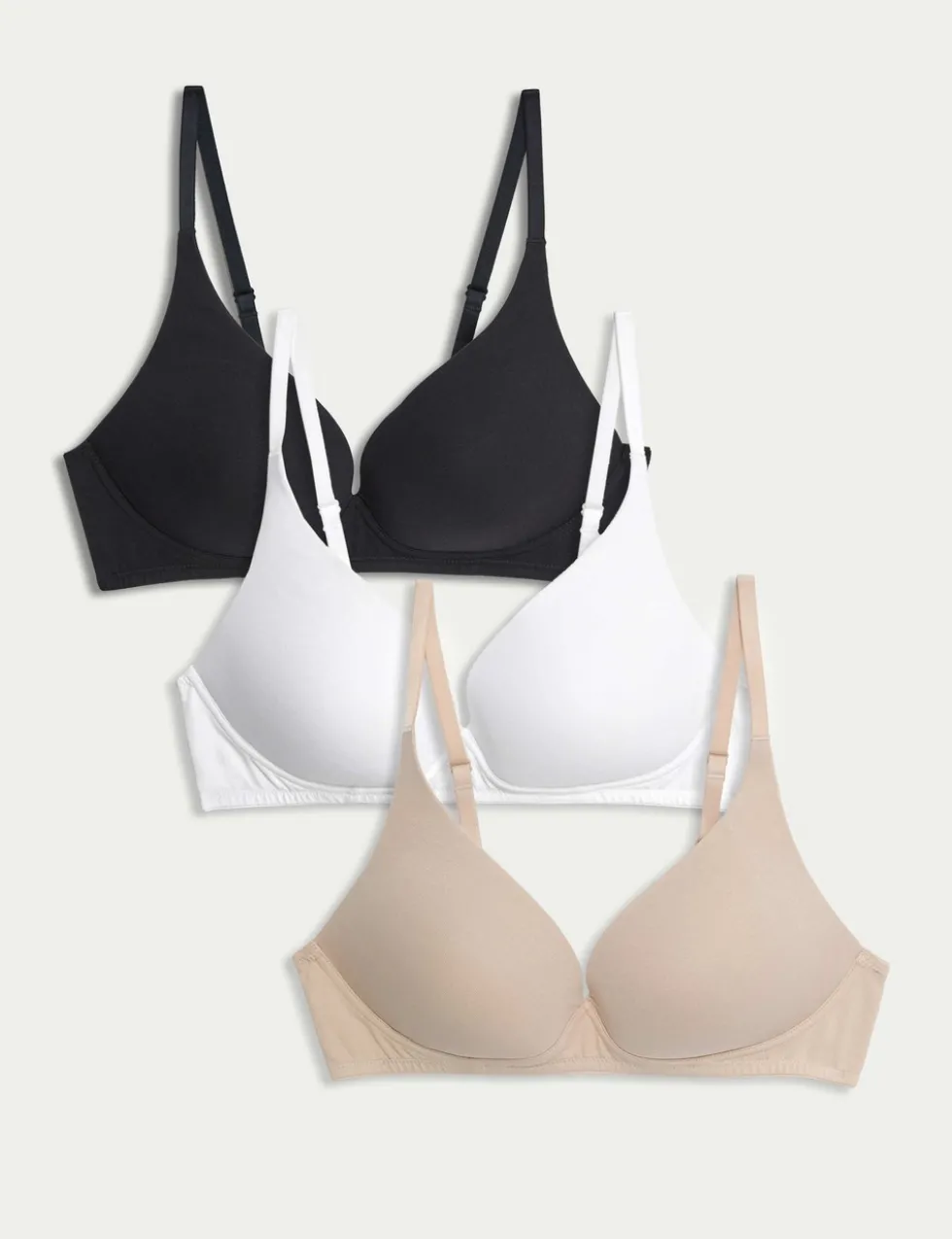 3pk Non Wired Plunge T-Shirt Bras A-E