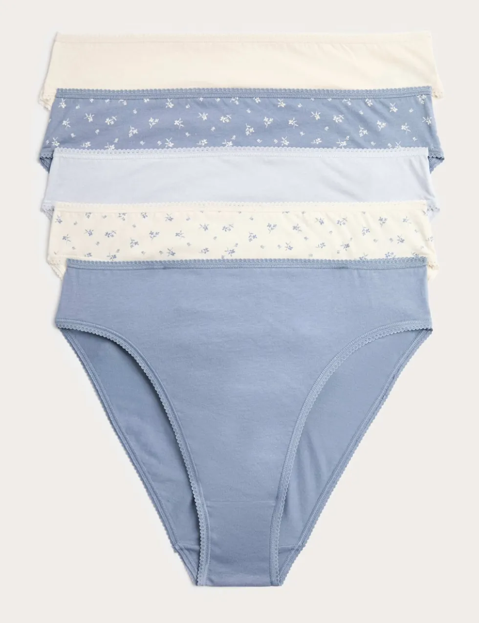 5pk Pure Cotton High Leg Knickers