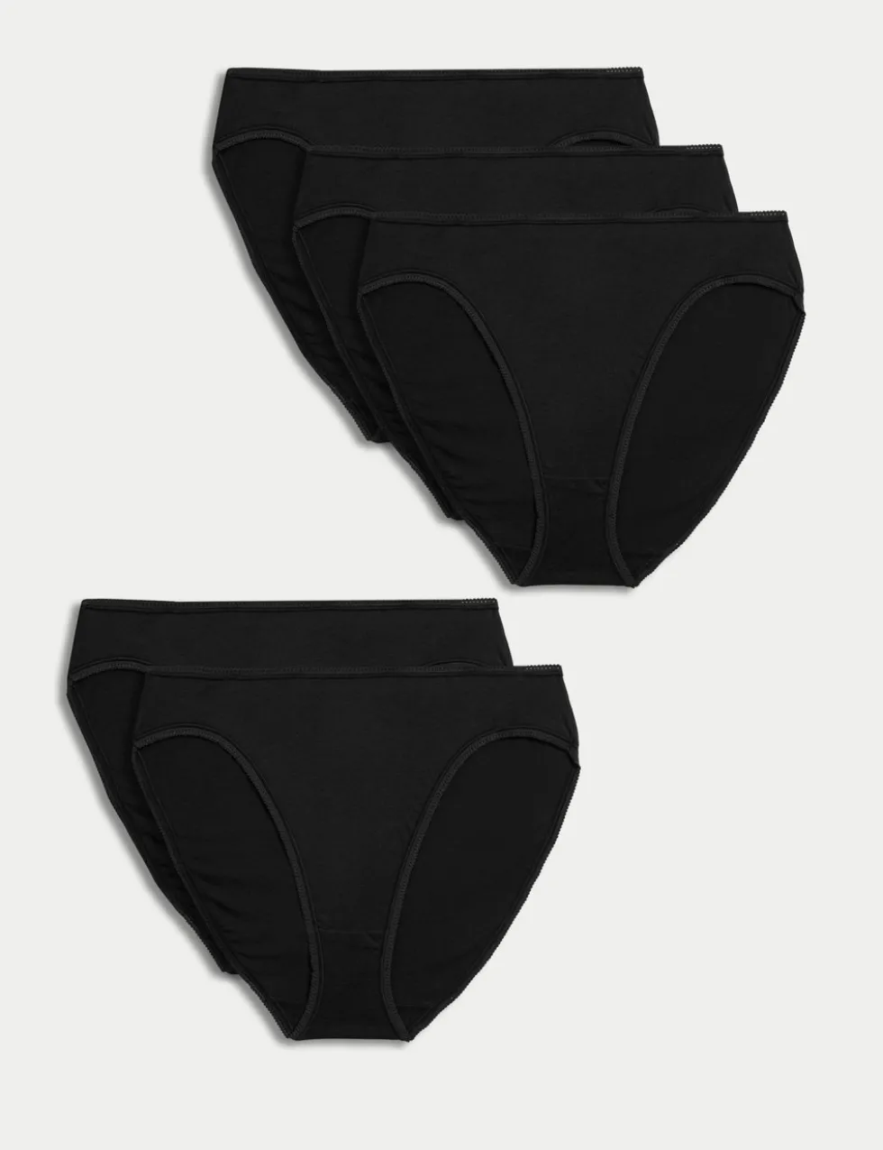 5pk Pure Cotton High Leg Knickers