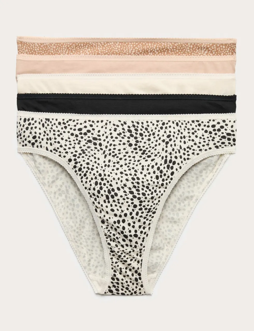 5pk Pure Cotton High Leg Knickers