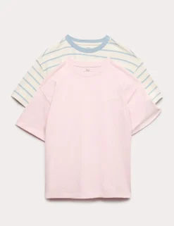 2pk Pure Cotton Striped T-Shirts (6-16 Yrs)