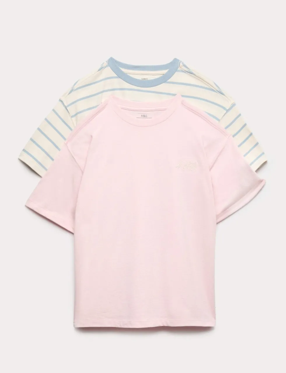 2pk Pure Cotton Striped T-Shirts (6-16 Yrs)
