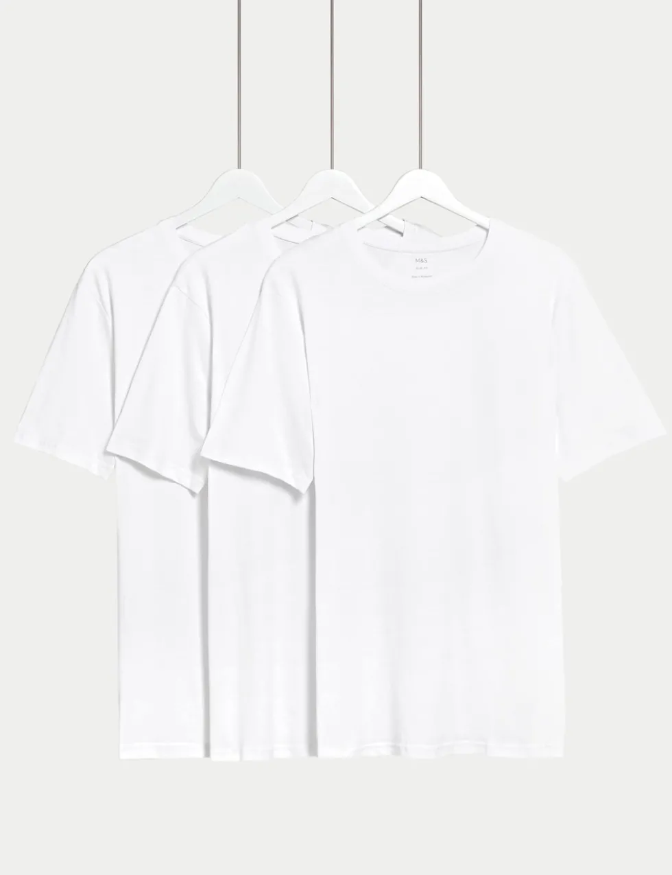 3pk Slim Fit Pure Cotton Crew Neck T-Shirts