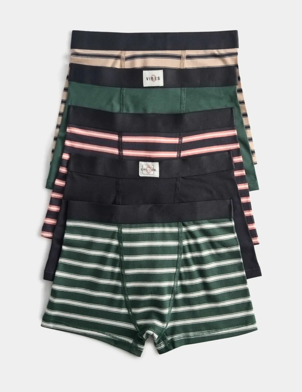 5pk Striped Cotton with Stretch Trunks (5-16 Yrs)
