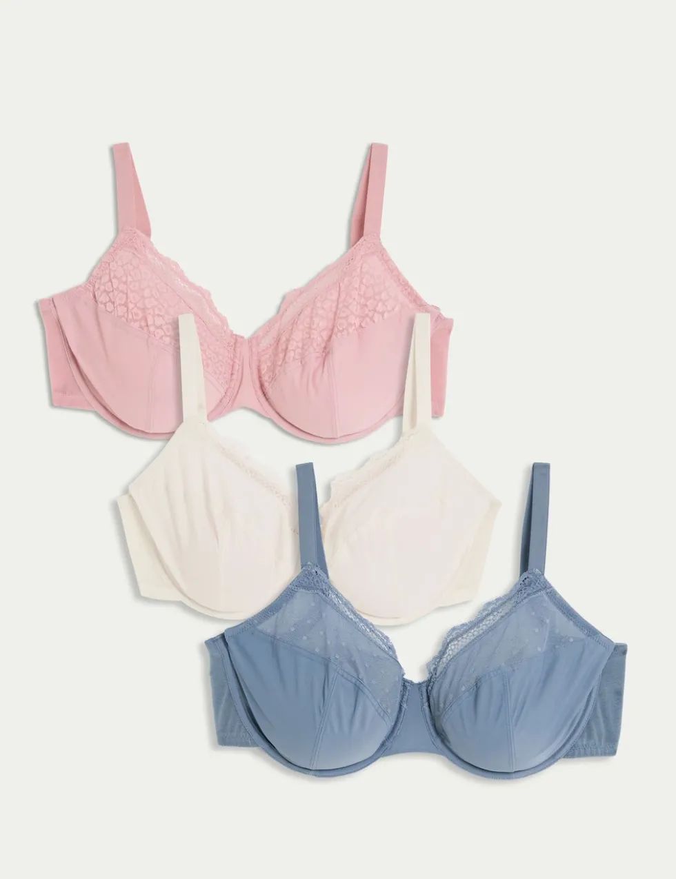 3pk Wired Full Cup Bras F-H