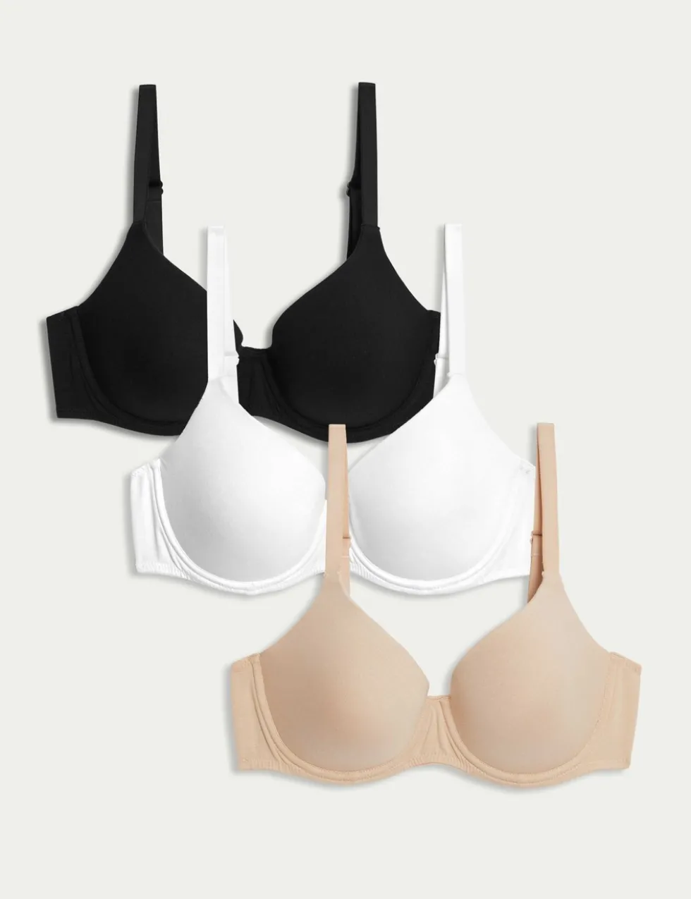 3pk Wired Full Cup T-Shirt Bras A-E