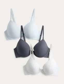 3pk Wired Plunge T-Shirt Bras A-E