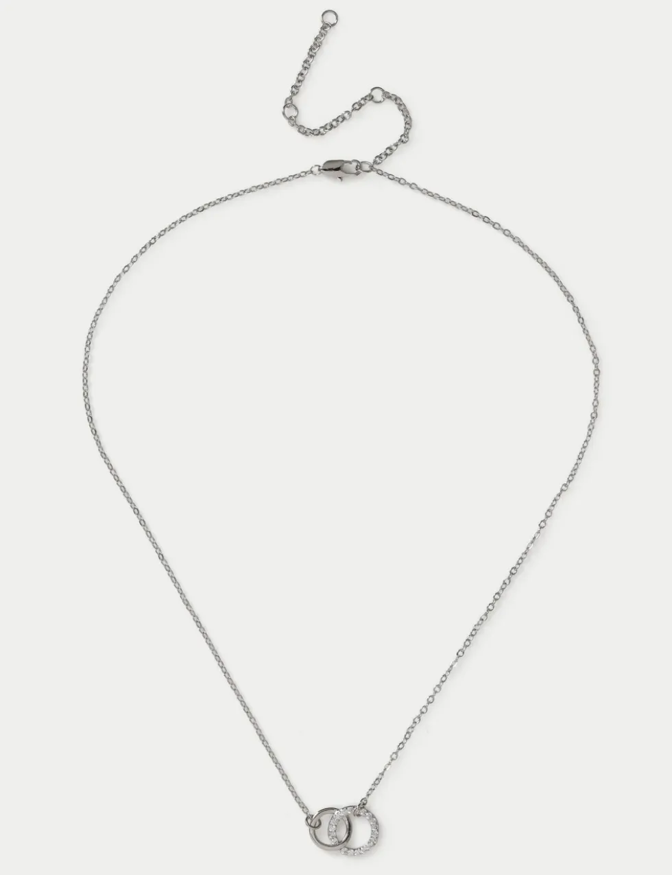 Platinum Plated Twin Circle Necklace
