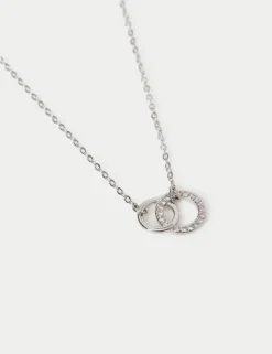 Platinum Plated Twin Circle Necklace